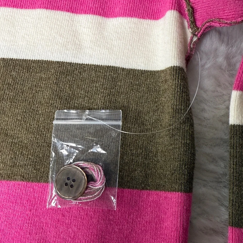 Free People League Of Her Own Cardigan XS‎ Pink Brown Stripe Preppy Slouchy NWOT